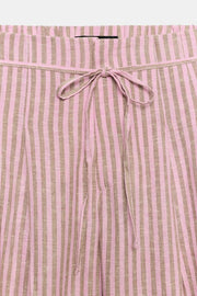 Pantalon en lin à rayures et cordon
