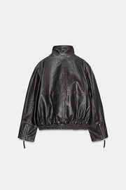 Veste bomber 100 % cuir ZW Collection Édition limitée