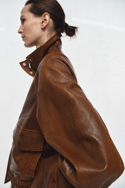 Blouson bomber 100 % cuir ZW Collection Édition limitée