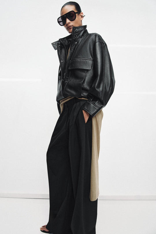 Veste en cuir à poches ZW Collection Édition limitée