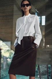 Jupe midi en cuir ZW Collection Édition limitée