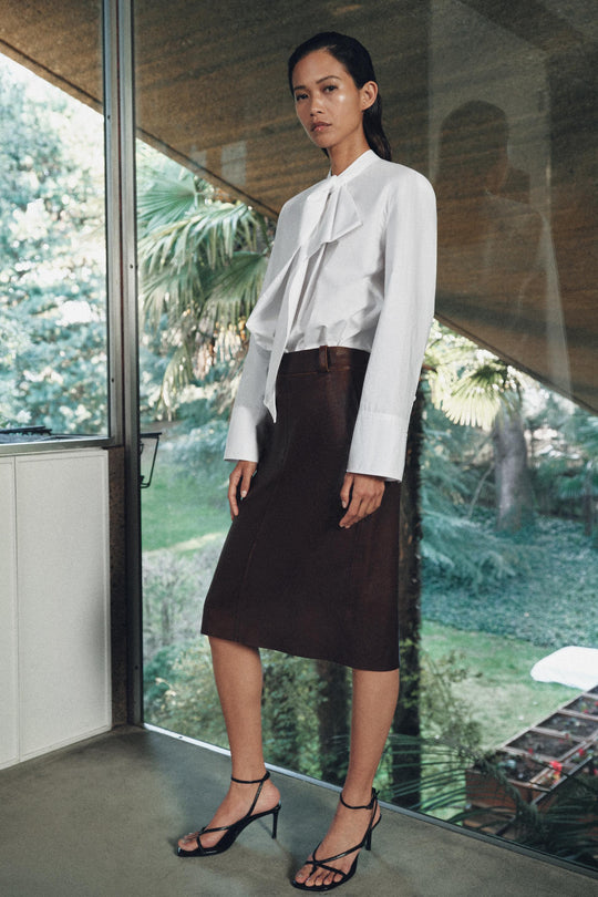 Jupe midi en cuir ZW Collection Édition limitée