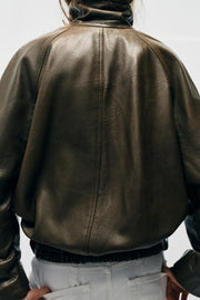 Veste oversize en cuir ZW Collection Édition limitée