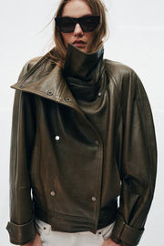 Veste oversize en cuir ZW Collection Édition limitée