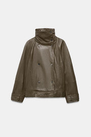 Veste oversize en cuir ZW Collection Édition limitée