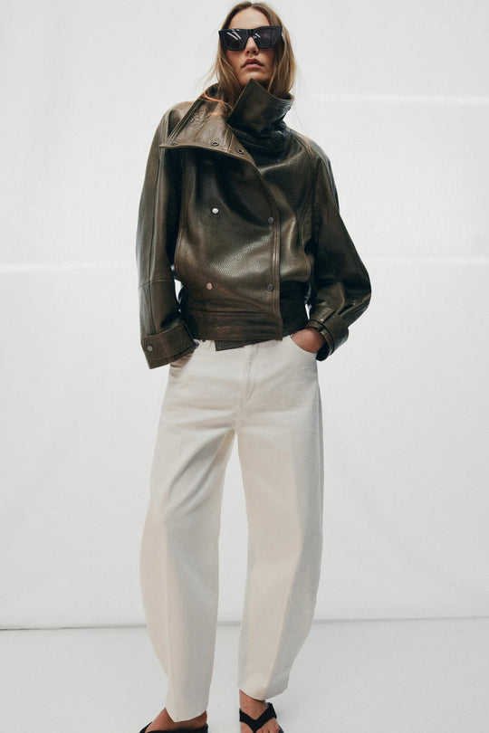 Veste oversize en cuir ZW Collection Édition limitée