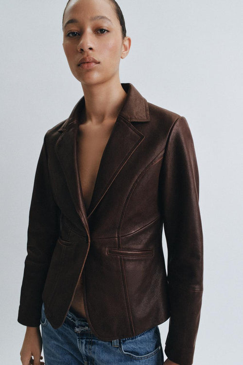 Blazer cintré en cuir ZW Collection Édition limitée
