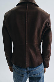 Blazer cintré en cuir ZW Collection Édition limitée