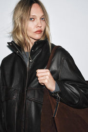 Veste bomber 100 % cuir ZW Collection Édition limitée