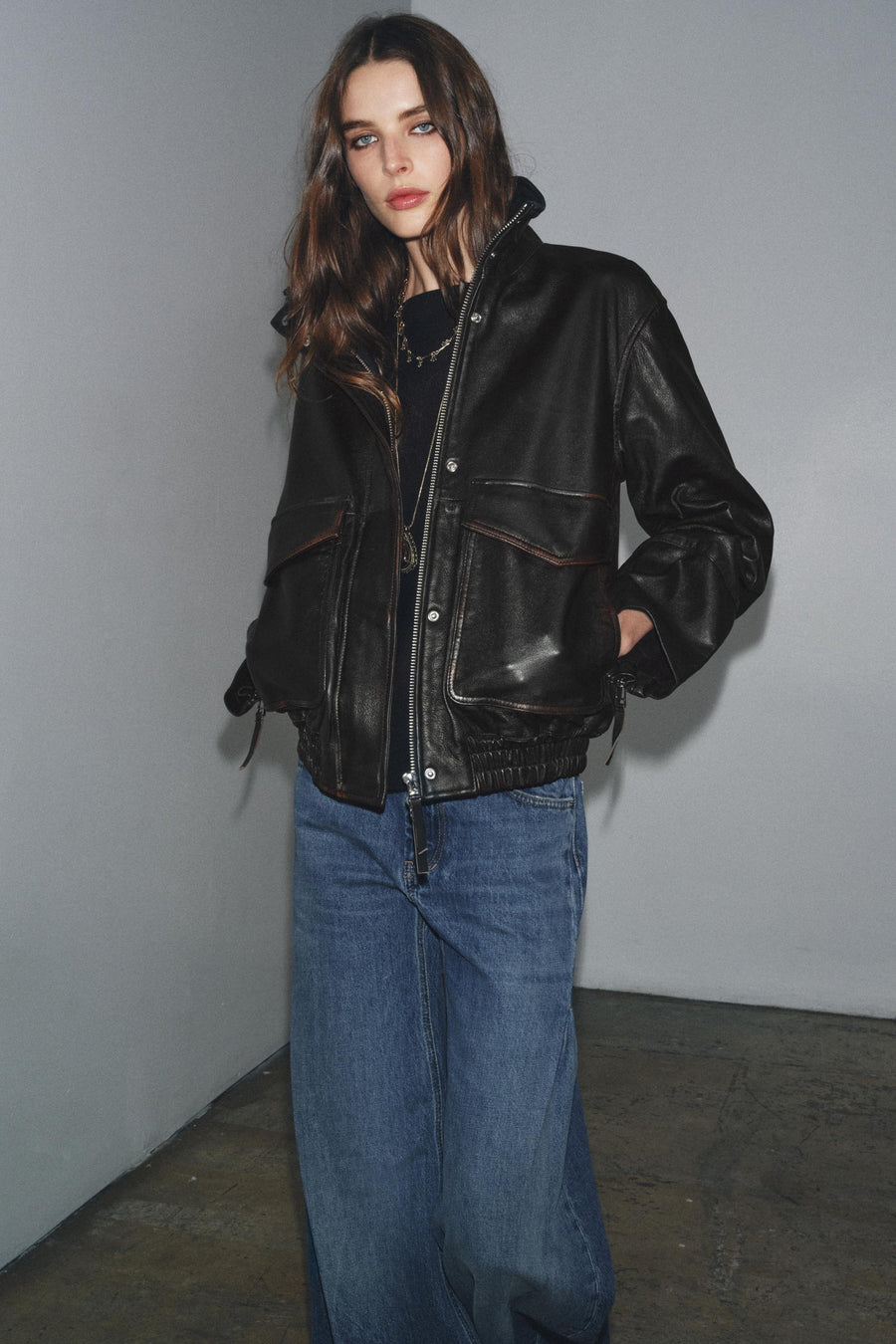 Veste bomber 100 % cuir ZW Collection Édition limitée