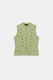 Gilet en maille à brandebourgs