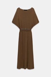 Robe midi en maille avec ceinture