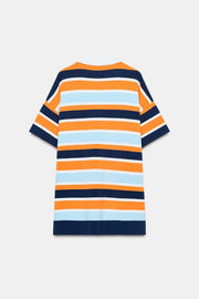 Robe polo en maille rayée