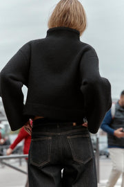 Veste bomber croisée en maille