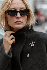 Veste bomber croisée en maille