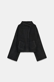 Veste bomber croisée en maille
