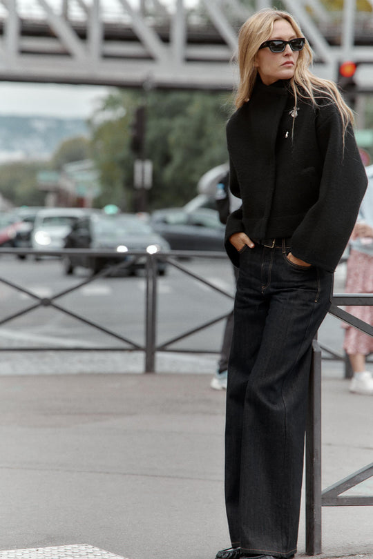 Veste bomber croisée en maille