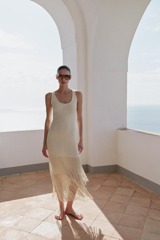 Robe à franges texturée