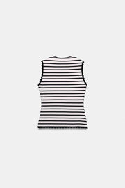 Top façon gilet à rayures à boutons