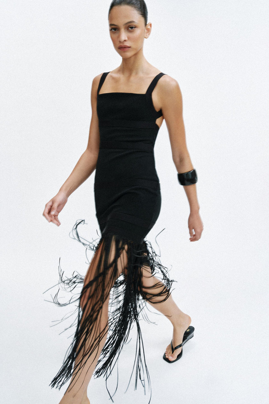 Robe longue à franges