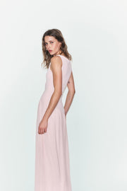 Robe longue contrastée en tulle