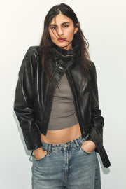 Blouson 100 % cuir délavé