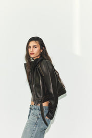 Blouson 100 % cuir délavé