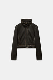 Blouson 100 % cuir délavé