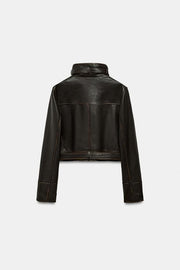 Blouson 100 % cuir délavé