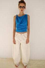 T-shirt drapé sans manches