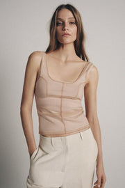 Top en tulle à coutures apparentes