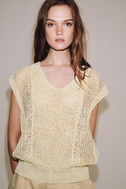 Top façon gilet en maille à décolleté en V
