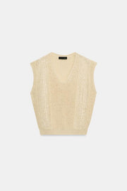 Top façon gilet en maille à décolleté en V