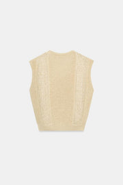 Top façon gilet en maille à décolleté en V