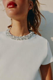 Top en maille à perles bijou
