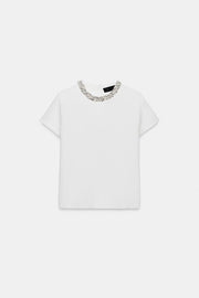 Top en maille à perles bijou