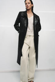 Trench 100 % cuir à épaulettes – ZW Collection Édition limitée