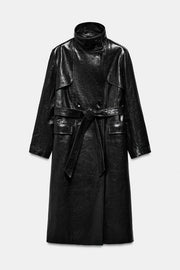 Trench 100 % cuir à épaulettes – ZW Collection Édition limitée