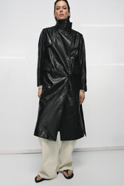 Trench 100 % cuir à épaulettes – ZW Collection Édition limitée