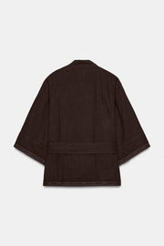 Veste kimono brodée avec ceinture