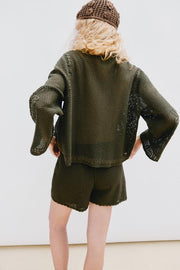 Veste contrastée au crochet