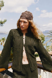 Veste contrastée au crochet