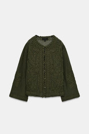 Veste contrastée au crochet