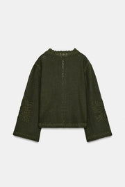 Veste contrastée au crochet