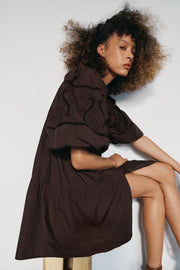 Robe mini en popeline brodée