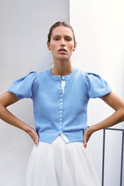 Veste en maille à manches courtes bouffantes