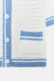 Veste en maille ajourée à manches courtes