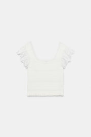 Top en maille à broderies ajourées