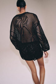 Short en maille ajourée