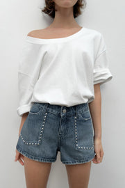 Short en denim TRF à clous